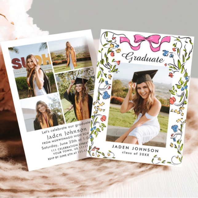 Convite Arco rosa de tendência Fita 5 FOTO Festa de format (Criador carregado)