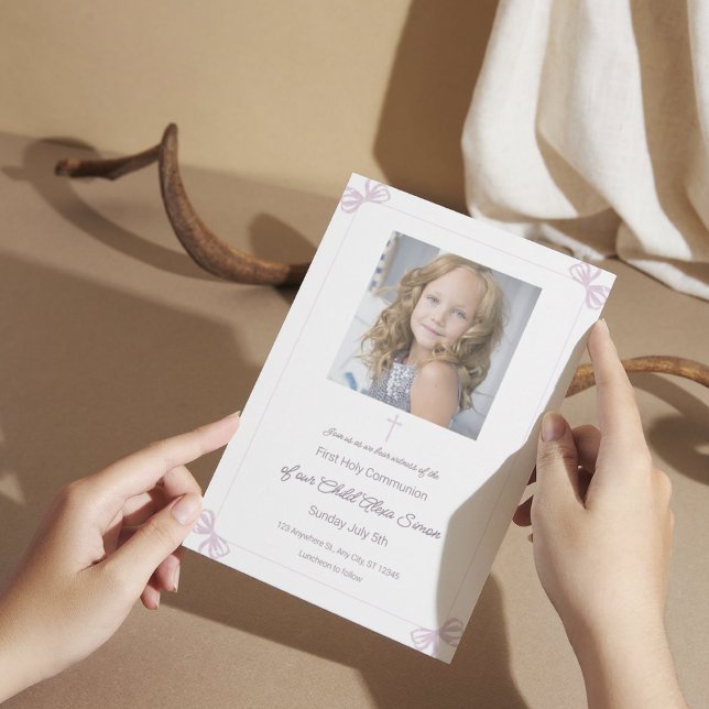 Convite Arco rosa e branco Primeira Comunhão Sagrada (2)