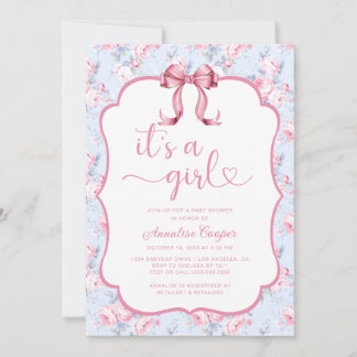 Convite Arco rosa É um Chá de fraldas feminino