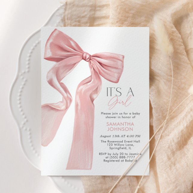 Convite Arco rosa É um Chá de fraldas feminino (Criador carregado)