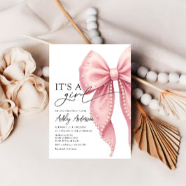 Convite Arco rosa é um Chá de fraldas rosa-menina