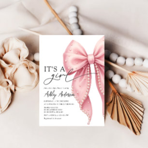 Convite Arco rosa é um Chá de fraldas rosa-menina
