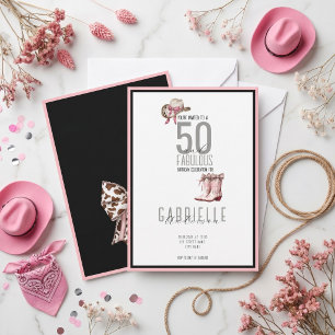 Convite Arco Rosa Elegante 50 e Fabuloso Aniversário
