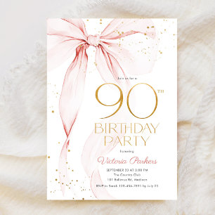 Convite Arco Rosa Elegante Aniversário de 90 anos