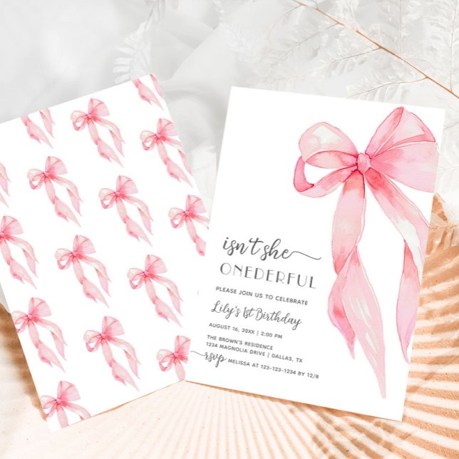 Convite Arco rosa elegante primeiro aniversario de bebê ma (Criador carregado)