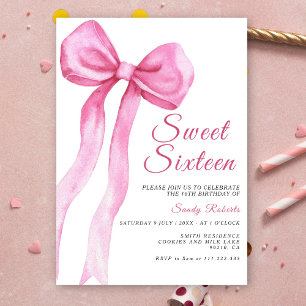 Convite Arco Rosa em Aquarela Aniversário de Sweet 16