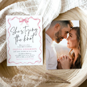 Convite Arco Rosa Esmagado Ela é Chá de panela Casando