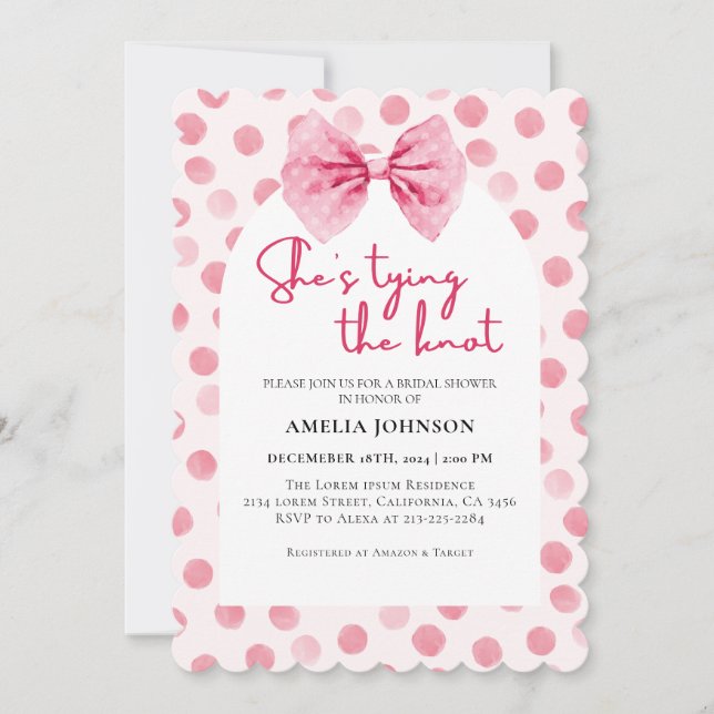 Convite Arco Rosa Esmagado Ela é Chá de panela Casando (Frente)