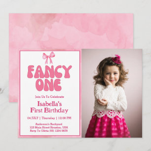 Convite Arco Rosa Fancy One Coquette Girl Aniversário de 1