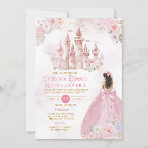 Convite Arco Rosa Floral Princesa Castelo Real Quinceañera