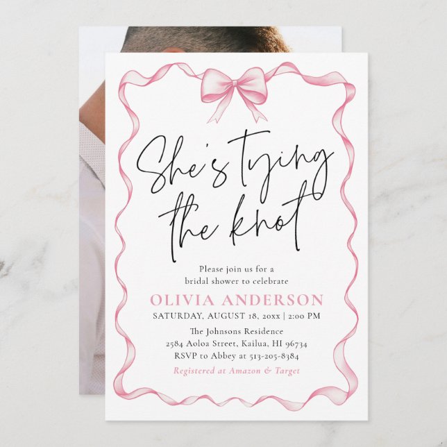 Convite Arco Rosa Fotográfico Ela é Chá de panela de Casan (Frente/Verso)