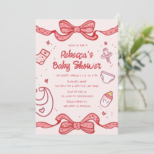 Convite Arco rosa, gemido, gemido (Em pé/Frente)