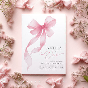 Convite Arco Rosa Menina de 1º Aniversário Coquette