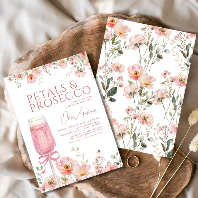 Convite Arco rosa Petais e Chá de panela de pincel Prosecc (Criador carregado)