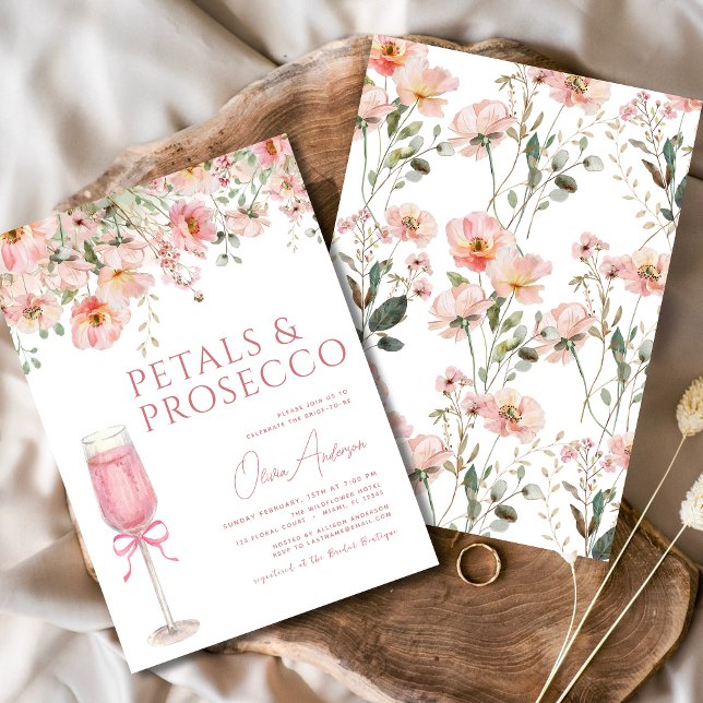 Convite Arco rosa Petais e Chá de panela de pincel Prosecc (Criador carregado)