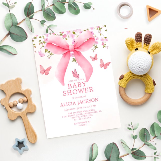 Convite Arco Rosa Pintado, Borboletas Flóridas Coquerias B (Criador carregado)