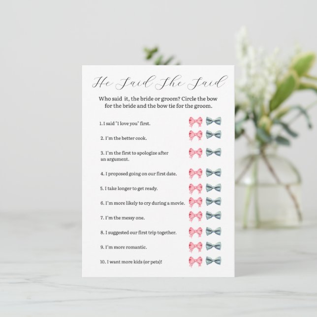 Convite Arco Rosa Que Ele Disse Que Ela Disse Jogo - Chá d (Em pé/Frente)