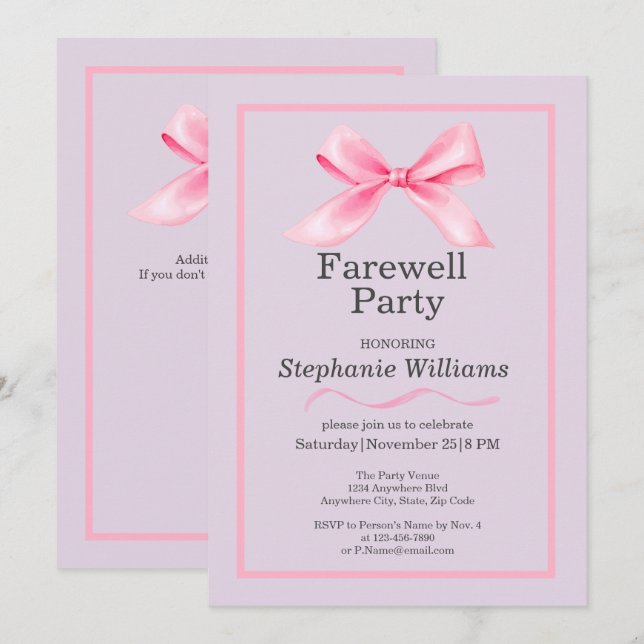 Convite Arco rosa-rosa moderno e legante do partido de des (Frente/Verso)