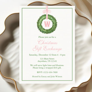 Convite Arco rosa Sash Natal Monograma Wreath