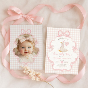 Convite Arco Rosa Um Ganso Bobo Menina Aniversário Foto