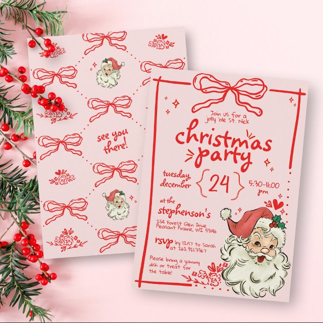 Convite Arco Rosa Vermelho Retraçado à Mão Papais noeis Vi (Criador carregado)