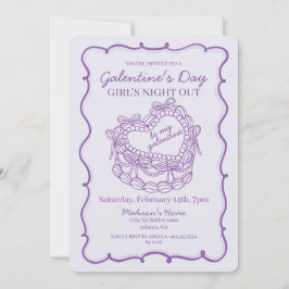 Convite Arco Roxo Retrô Coração Coquette Bolo Galentine