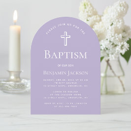 Convite Arco Simples de Lavanda Batismo Simples Religião B
