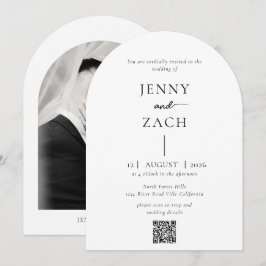 Convite Arco Simples Moderno Casamento Código Qr Foto