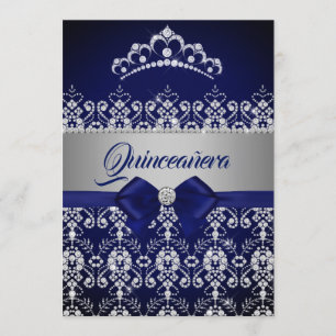 Convite Arco Sparkle Diamond Tiara Marinho Azul Quinceaner
