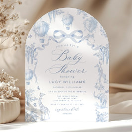 Convite Arco Toile de Jouy Safari Chá de Bebezinho