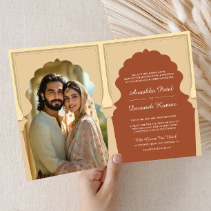 Convite Arco Tradicional Indiano Terracota Casamento Foto