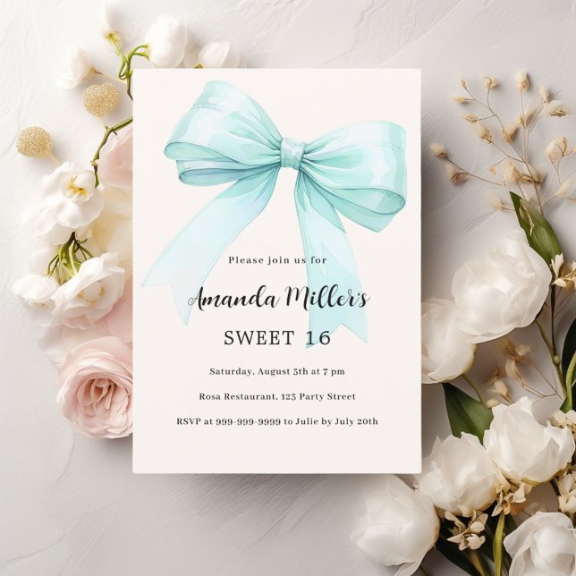 Convite Arco verde-chá elegante Sweet 16 (Criador carregado)