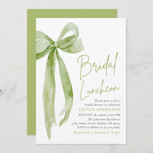 Convite Arco Verde Ela é Casando Bridal Luncheon (Frente/Verso)