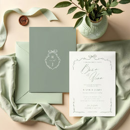Convite Arco Verde Elegante e Casamento de Fita