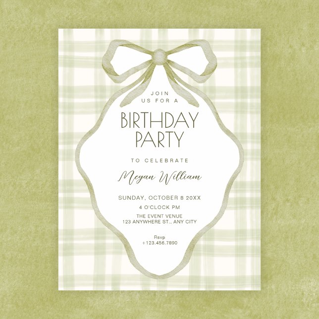 Convite Arco verde suave pastel aniversário (Criador carregado)