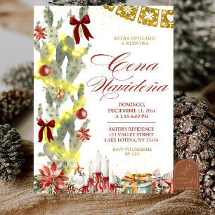 Convite Arco Vermelho Cactus Espanhol Natal Cena de Natal