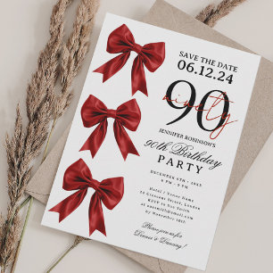 Convite Arco Vermelho Coquete Salve a Data da Festa de 90