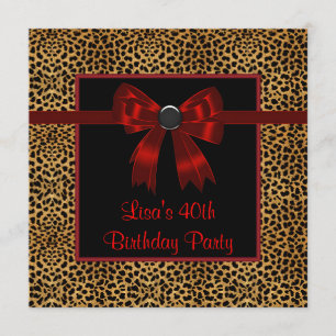Convite Arco Vermelho de Leopardo para Aniversário de 40 A