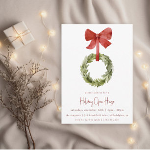 Convite Arco Vermelho de Wreath de Natal Holiday Open Ho