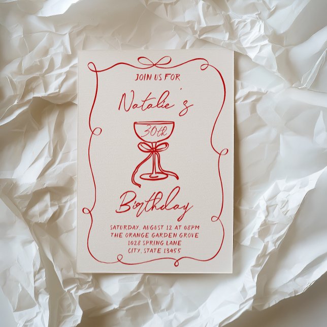 Convite Arco Vermelho Desenhado Mão 30 Martini 50º anivers (Criador carregado)