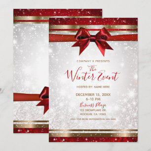 Convite Arco Vermelho e Branco com Brilho Dourado Evento d