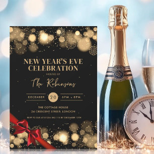 Convite Arco Vermelho Maravilha véspera de ano novo preto 