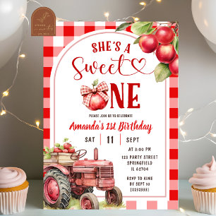 Convite Arco Vermelho Préppy Xadrez Maçã Primeiro Aniversá