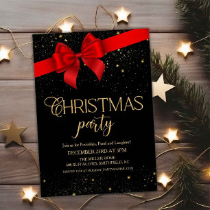 Convite Arco Vermelho Preto e Dourado Brilho Natal Feriado