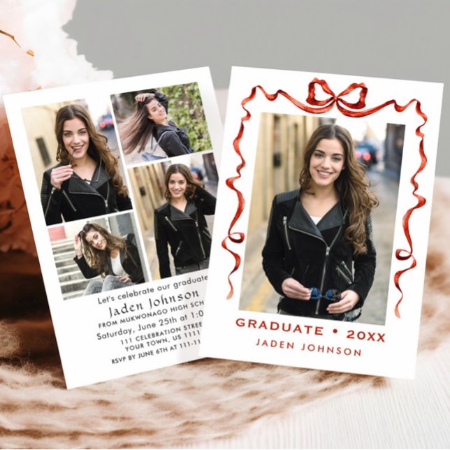 Convite Arco Vermelho Trendy Friso 5 Festa de formatura FO (Criador carregado)