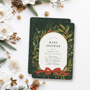 Convite Arco Vermelho  Verde de inverno Chá de fraldas Ver