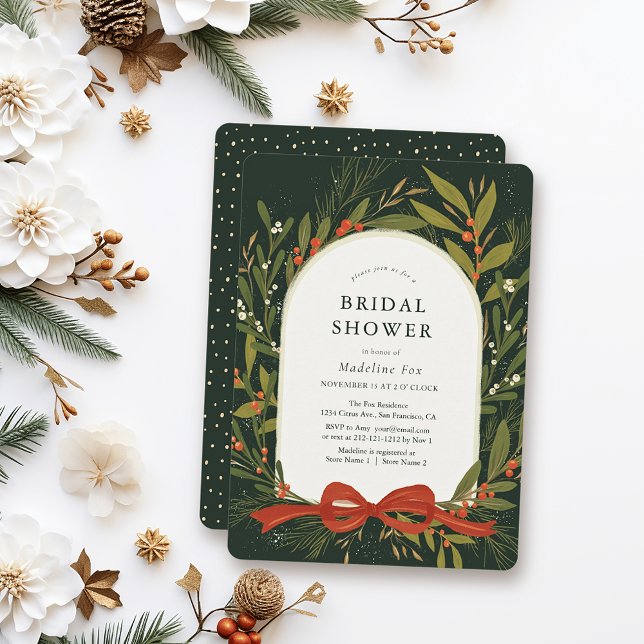 Convite Arco Vermelho  Verde de inverno Chá de panela Verd (Criador carregado)