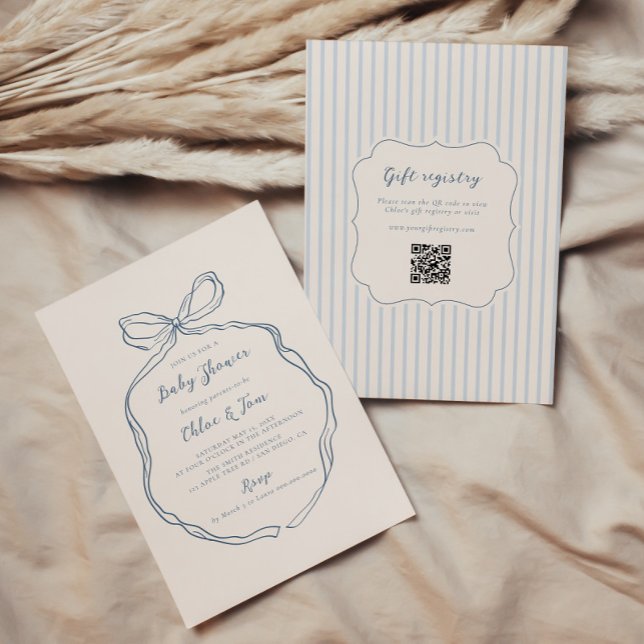 Convite Arco Whimsical Blue Stripes Chá de fraldas (Criador carregado)