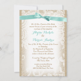 Convite Arcos Burlap charmosos e rendas