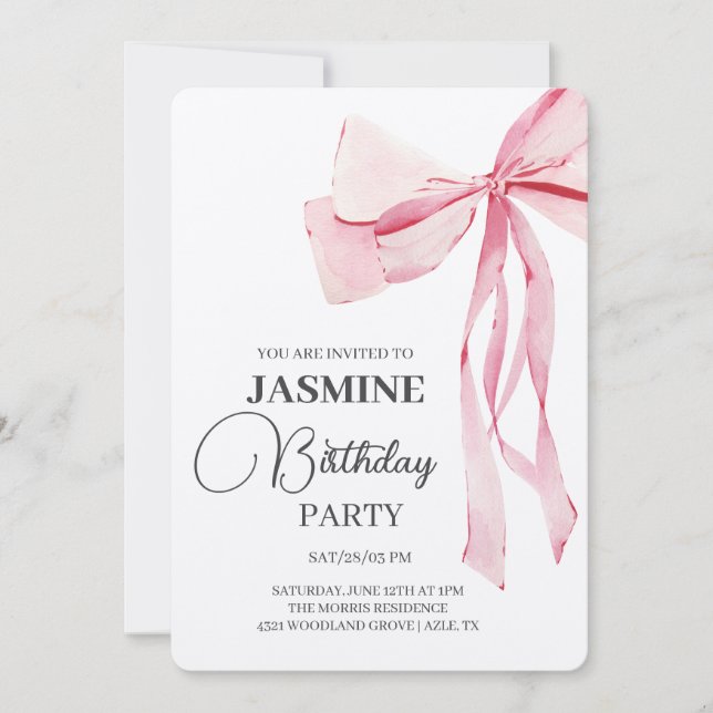 Convite Arcos cor-de-rosa, Trendy Girl Festa de aniversári (Frente)